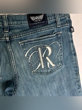 Rock & Republic Women's Light Embroidered Straight leg Pocket Jeans Y2K 30x34